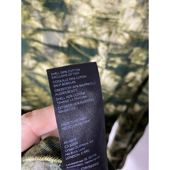 Pilcro Women's 4 Ruched Corduroy Button Down Long Sleeve Mini Shirt Dress Green - Picture 7 of 7